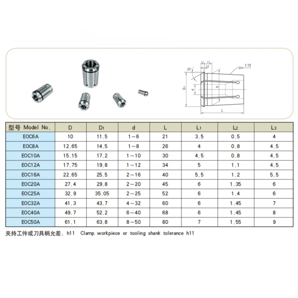 TULX OZ8A collet EOC8A Collet DIN6388A  kress 1050 FME-1