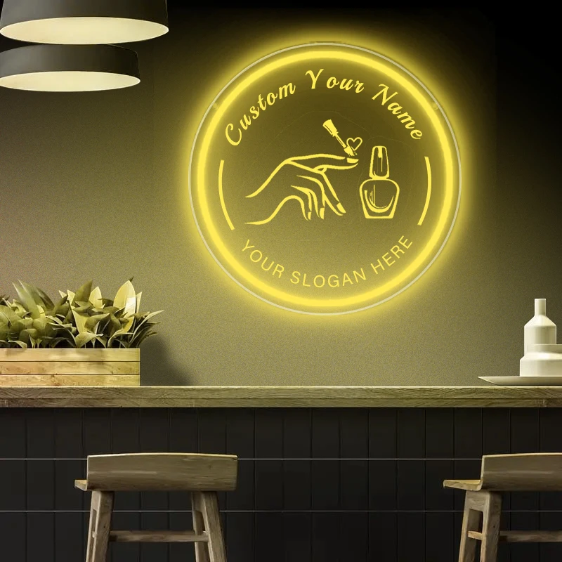 

Неоновая вывеска для дизайна ногтей на заказ, настенный подвесной светильник с питанием от USB и переключателем управления, многоцветный декор комнаты в помещении для салона красоты