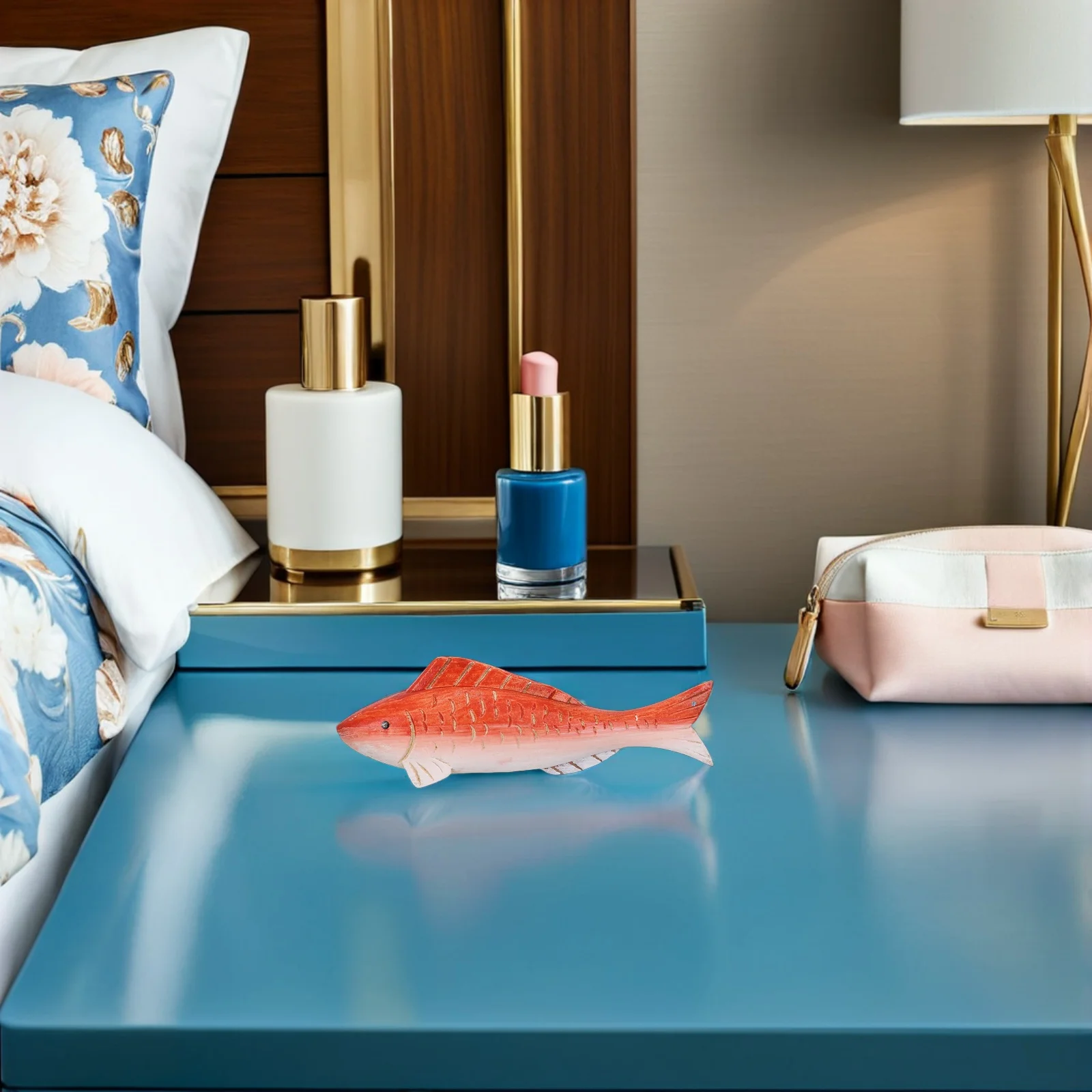 

Miniature Wood Fish Mediterranean Style Small Fish Decor For Home Office Desktop Tabletop Decoration Coastal Animal Statue Wood