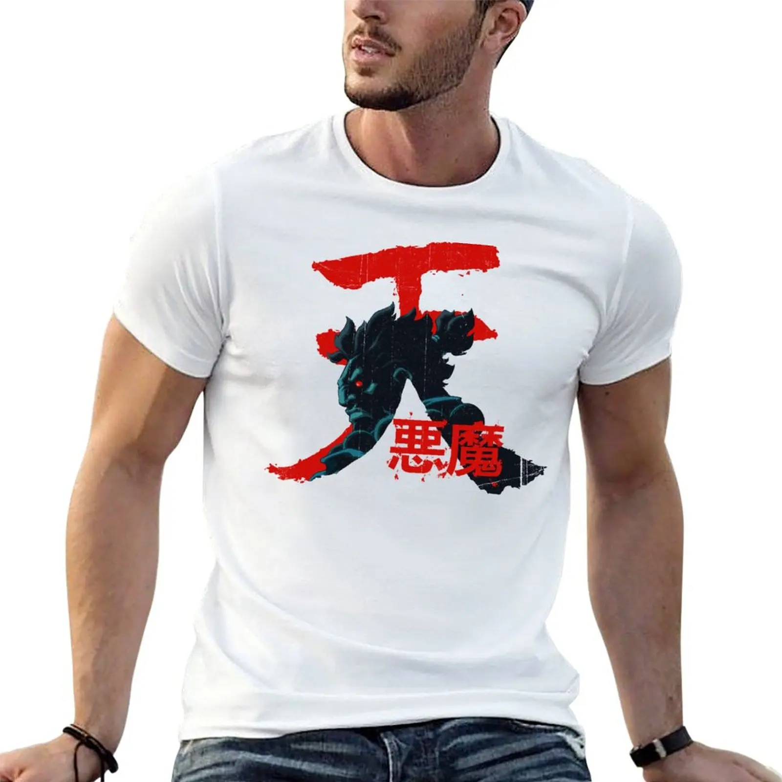 Para Akuma t Street, camisetas estampadas de calidad para hombre, camisetas de marca de combate, camiseta de lujo para hombre alto