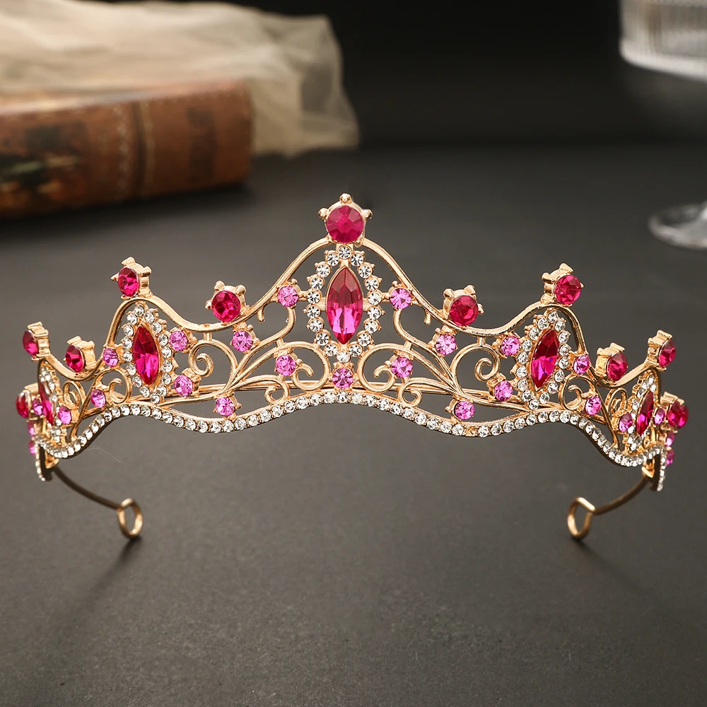 Свадебная корона, золотые свадебные аксессуары для волос, хрустальные стразы, свадебные диадемы и короны для невесты, головной убор, диадема, украшение для волос
