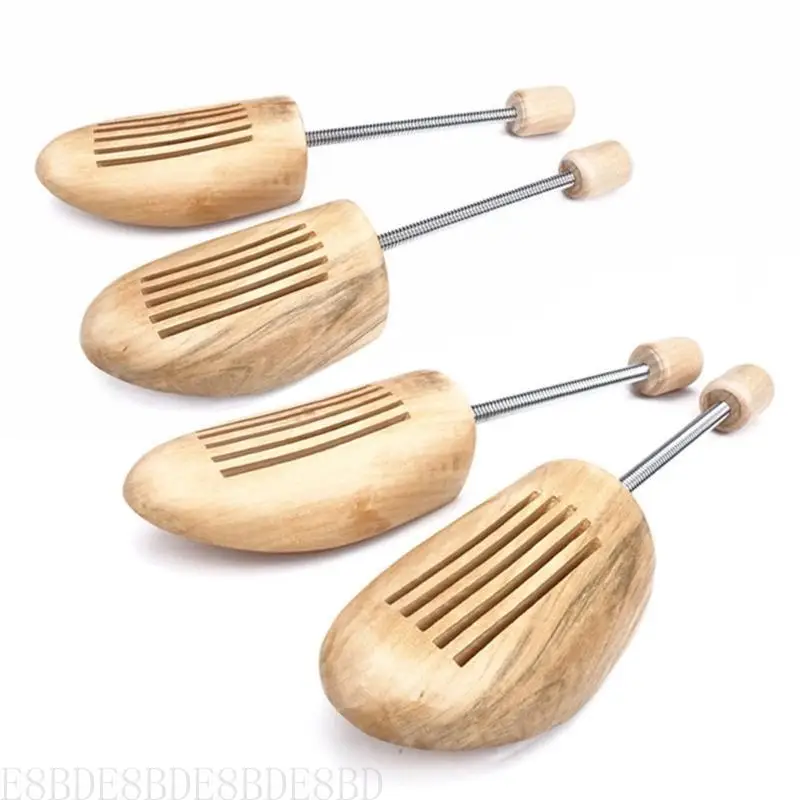 

E8BD 1Pair Shoe Stretcher Wood Spring Adjustable Shoe Shaped Shoe Lasts Sweat-absorbing Men Portable Household Shoe