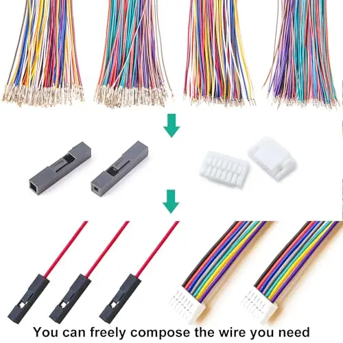 Zestaw złącze Dupont złącze JST GH1.25 do Dupont2.54 JST-GH 1.25mm i Dupont 2.54mm 1/2/3/4/5/6/7/8/9/10Pin (GH-to-Dupont)