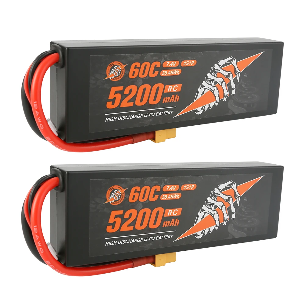 

RCHackers 2S 5200mAh 60C 7.4V Lipo Battery with XT60 Plug [2 Packs]