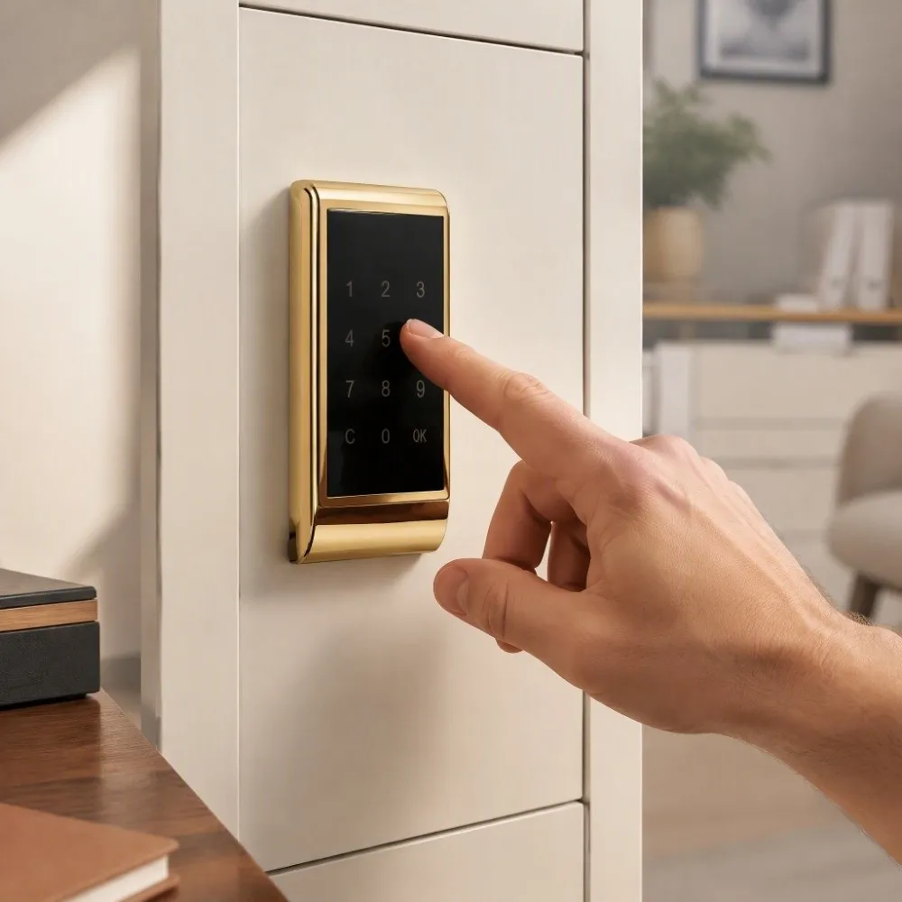 Convenient Touchscreen Keypad Touch Keypad Lock Gold Finish Keyless Cabinet Coded Lock Electronic Security Lock Locker Room