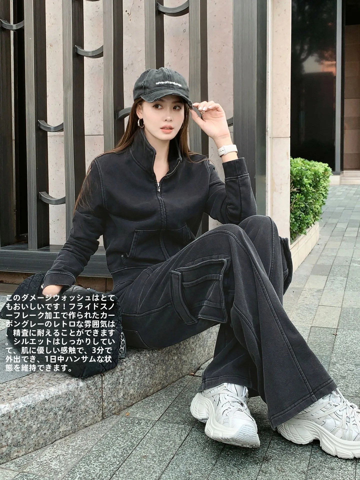 

Meiyang Carbon ey Casual Set Women's High Waist Long Pants Zipper ort Sve Sweatirt Faionable Spring Autumn Winter Set