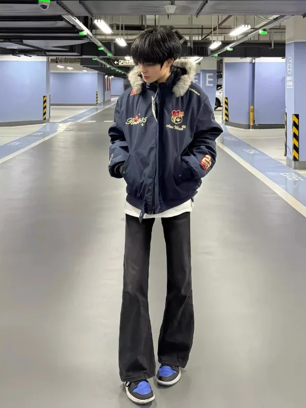 

Bla Slim Fit Straight Leg Jeans Men's Autumn Winter High Rise American High Street CleanFit Loose Fit Casual Denim Pants