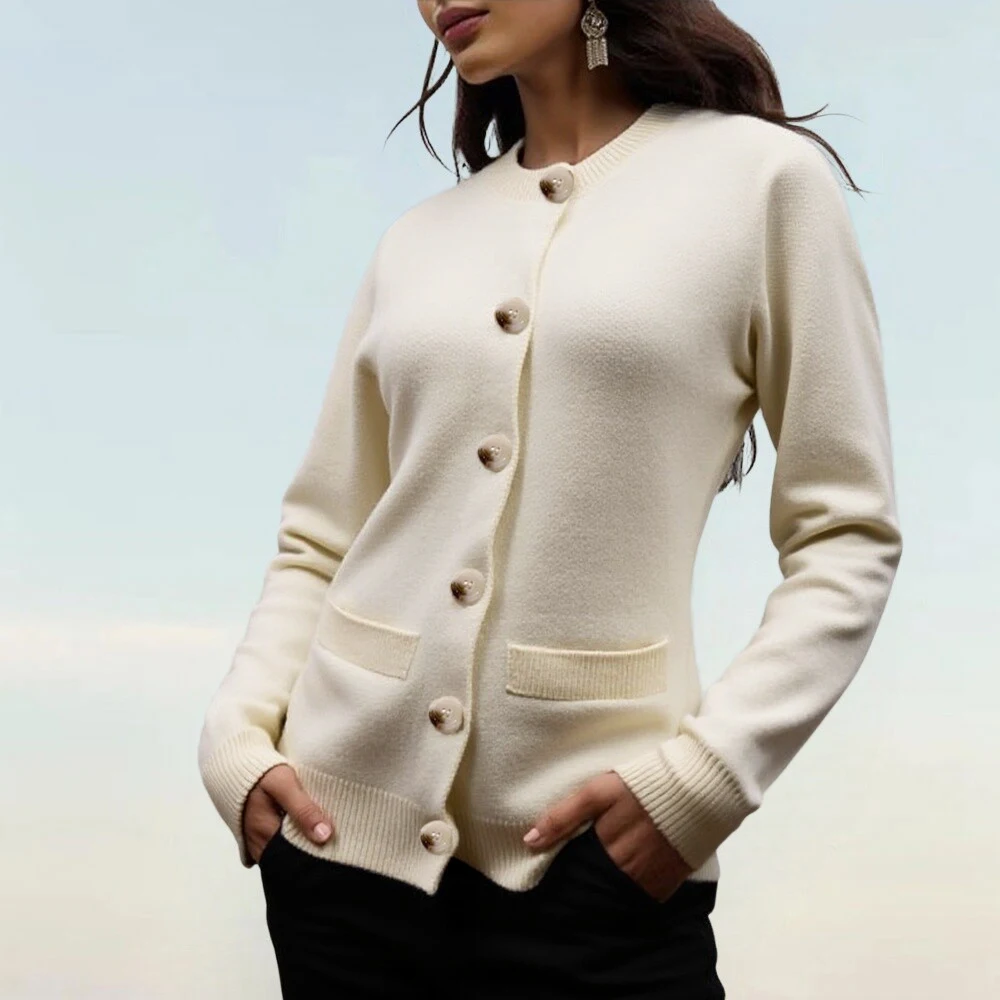 여성용 긴 소매 라운드 넥 스웨터 가을 겨울 패션 편안한 단색 우아한 일상복