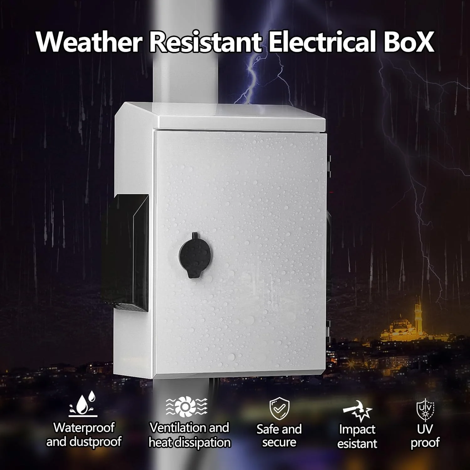 

Outdoor Electrical Box, Cold-Rolled Steel Plate, IP65 Waterproof, Wall/Pole Mounted (17.6" x 13.8" x 7.9")