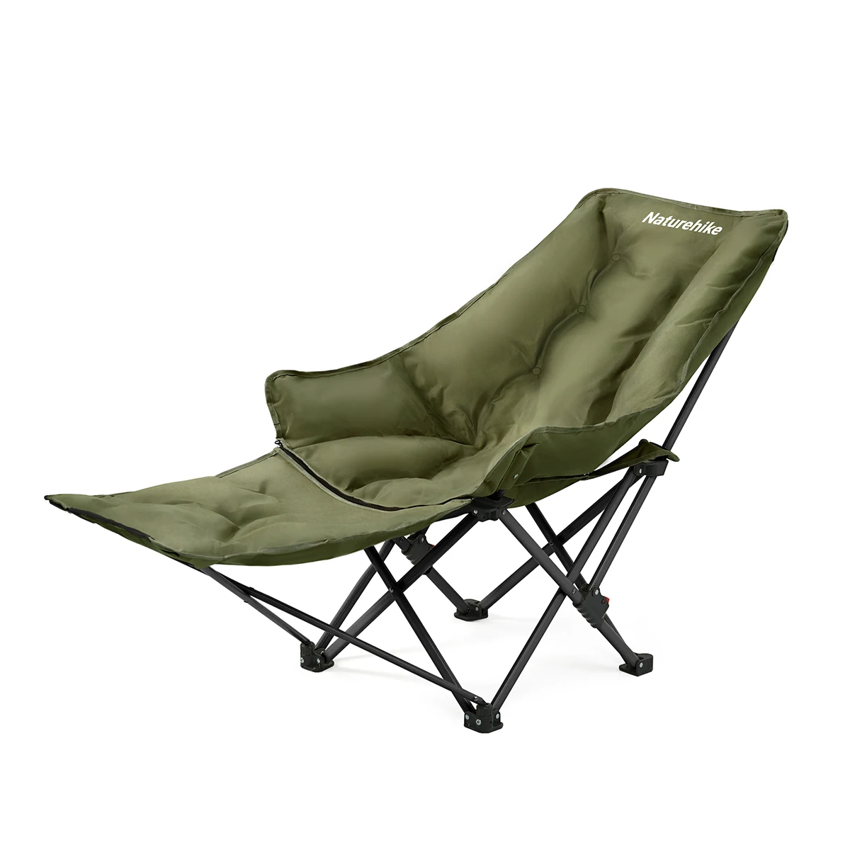 Naturehike Klappbarer Liegestuhl, tragbarer Campingstuhl mit verstellbarer Rückenlehne, Hochlehner-Gartenstuhl mit Fußstütze, mit Baumwolle gefüllter Sitz für Reisen, Outdoor-Aktivitäten, Angeln.