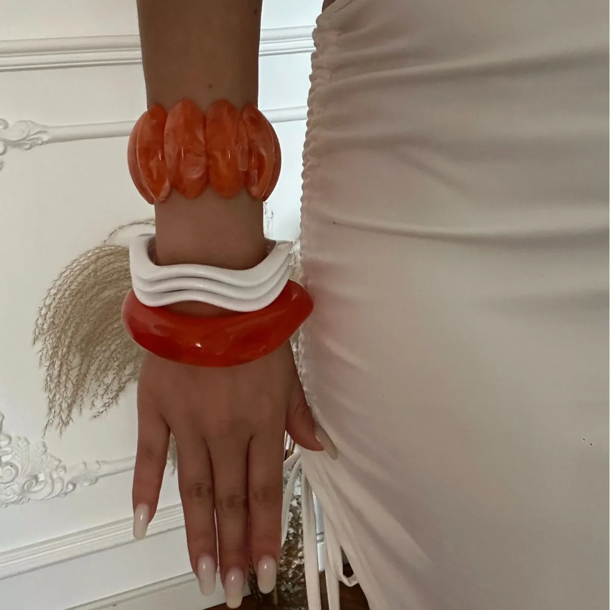 Vintage Punk Irregular Acrylic Resin Chunky Bangles for Women Kpop Geometric Chunky Charm Bracelets Couple Jewelry Pulseras view 3