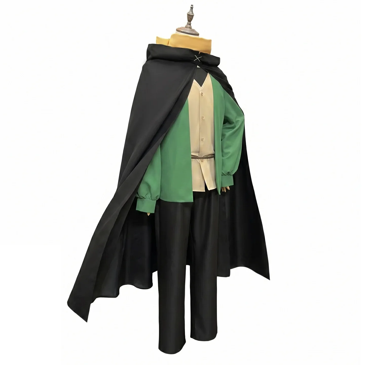 Re:Life in A Different World From Zero Anime Natsuki Subaru Cosplay Costume Black Cloak Green Top Beige Vest wig Set Roleplay view 3