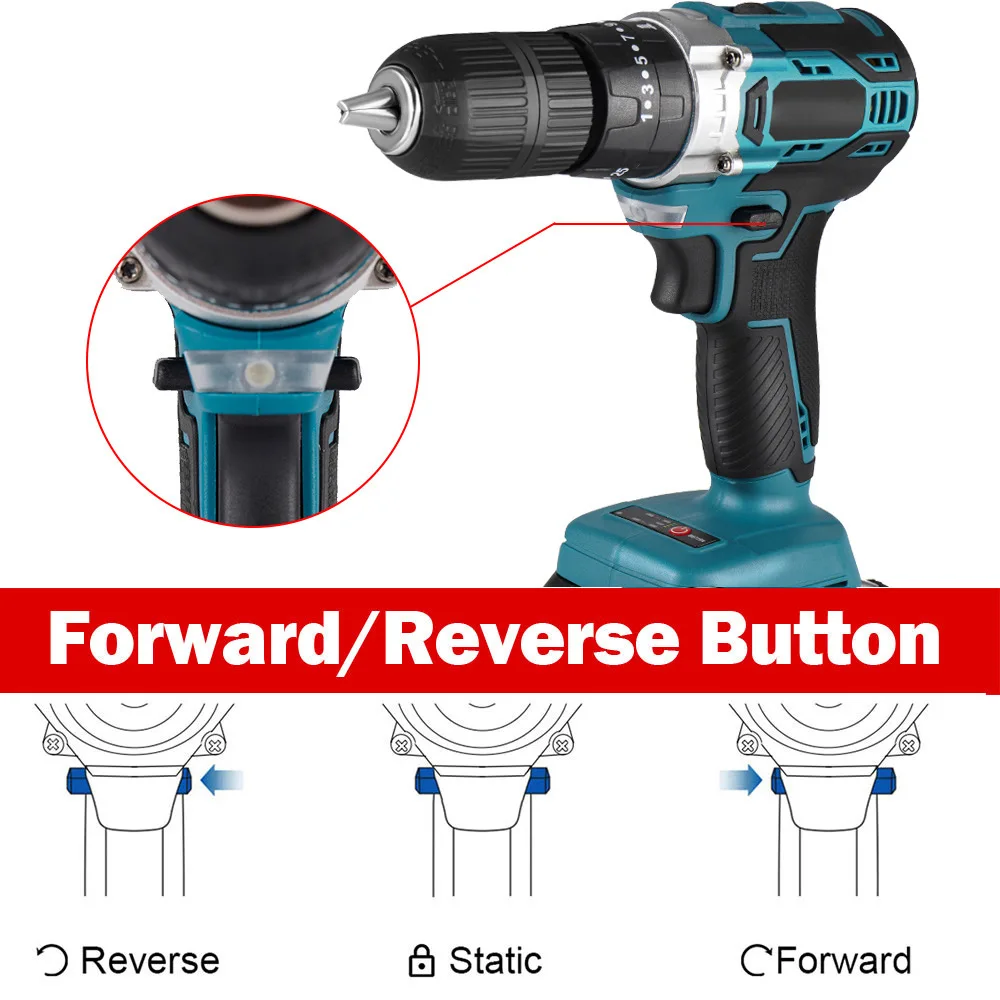 13MM 650NM Brushless Electric Drill Cordless Screwdriver Impact Drill Li-Ion Batteries Power Tool For Makita 18v Battery