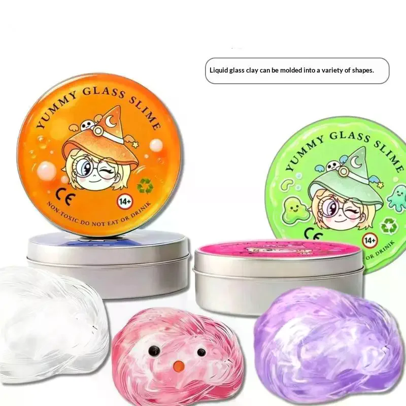 Reusable Liquid Crystal Bouncy Slime Toy Set Kid Safe Non-toxic Mud Stress Relief Fidget Toy for Family Game Night