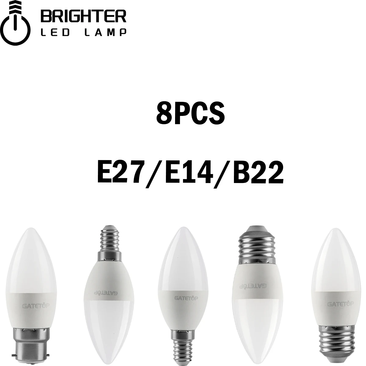 

8Pcs 220V Led Bulb C37 3W-7W E27 B22 E14 3000K/4000K/6000K No Strobe High Lumen Lamp For Interiors Lighting