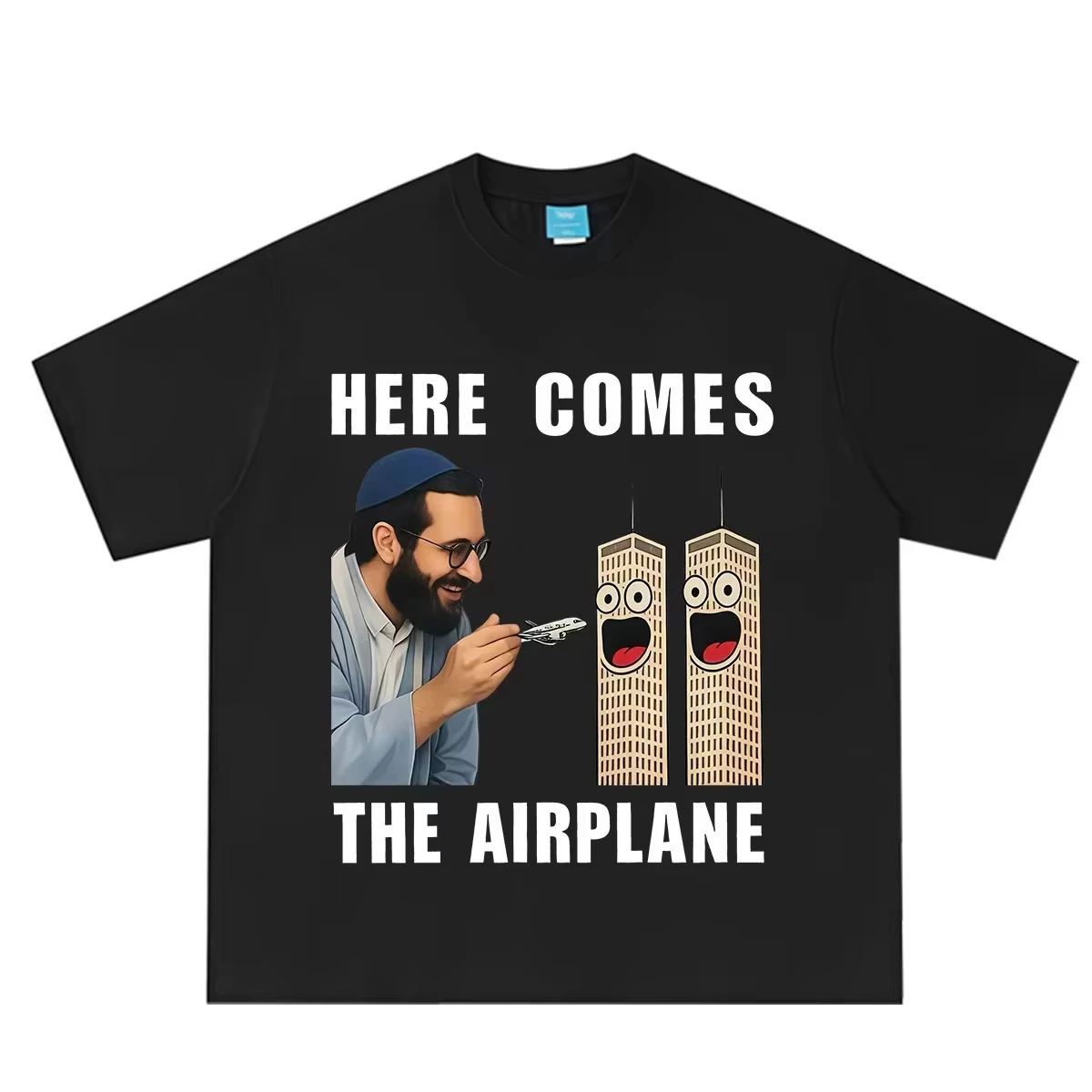 Here Comes The Airplane Funny Meme T Shirt for Men Women Fashion Summer Short Sleeve Loose Casual Graphic Tee Top Unisex