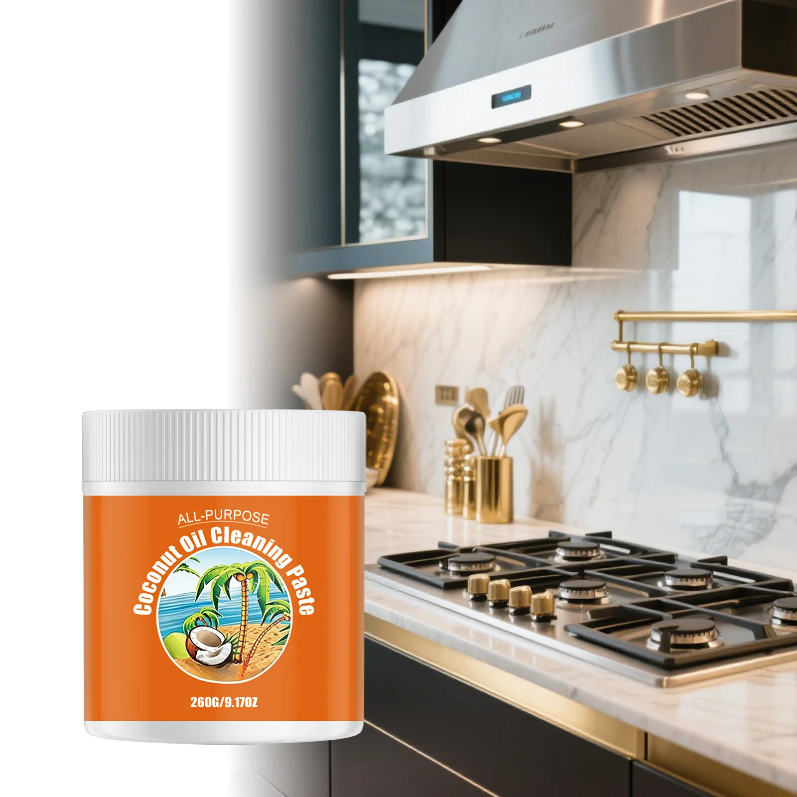 Coconut Oil Cleansing Cream Powerful All Purpose Cleaner Paste Cookware Cleaner Cream for Stove Pot Sink Dishware Polishing