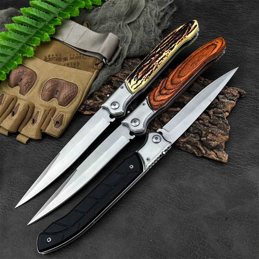 سكين كبير قابل للطي مقاس 12 بوصة، شفرة فولاذية D2، مقبض من الخشب أو الراتنج أو البلاستيك، غمد من النايلون، هدية أداة EDC للتخييم في الهواء الطلق #1