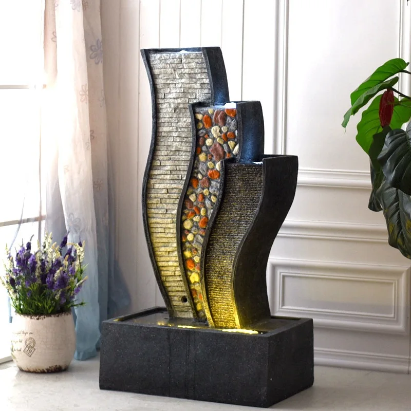 Flowing water fountain water feature decoration floor-to-ceiling large ornament balcony feng shui wheel rockery Chinese humidifi