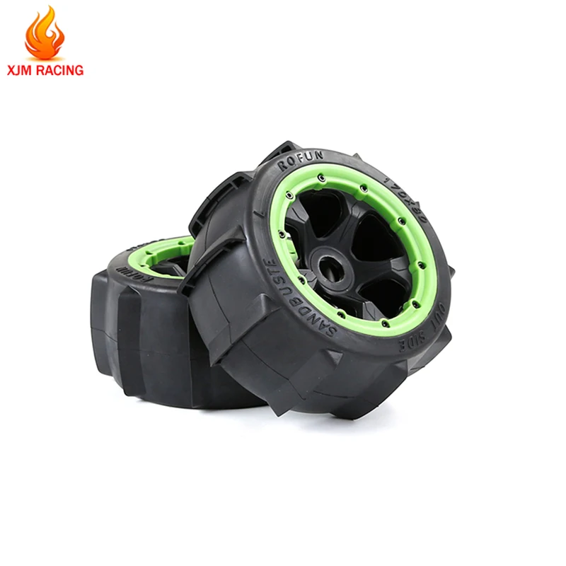 ゴム砂砂漠タイヤ前面または後輪タイヤ2ピース/セット1/5 hpiためrofun baha king motor rovanバハ5B ss rcカーレース部品