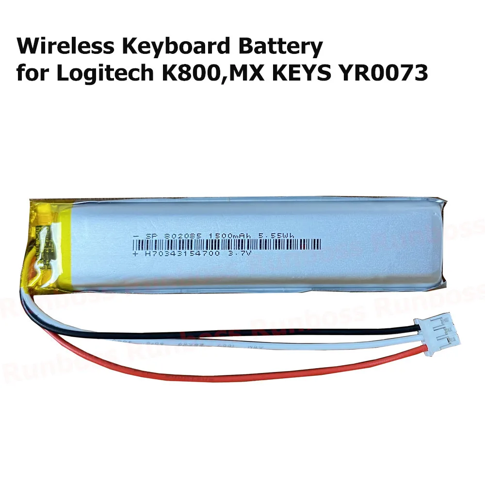 Keyboard 533-000221 802085 533-000177 533-000141 1500mAh Battery for Logitech K800, MX KEYS, YR0073,MX KEYS Mini YR0084 Keyboard