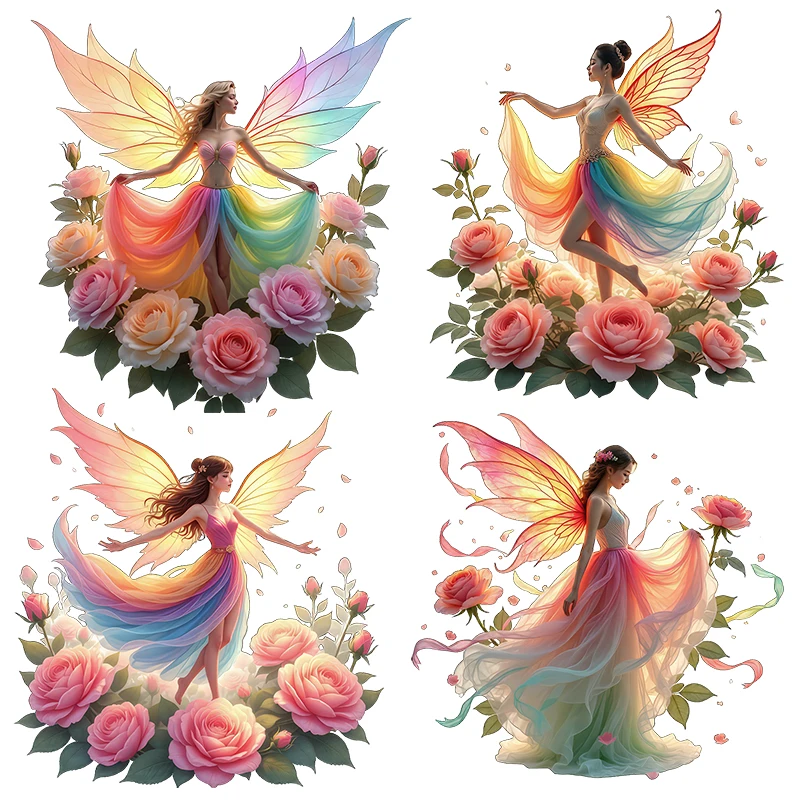 Three Ratels CF105 Beautiful Pink Rose Fairy Art Wall Stickers for home decorationFurniture and Home Appliance decals