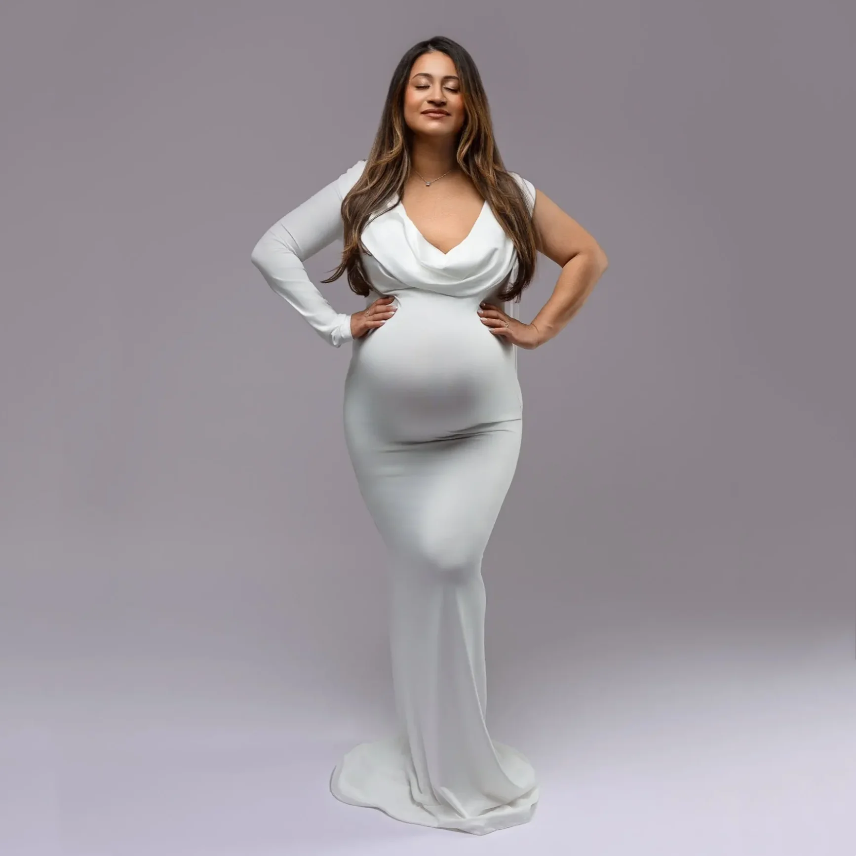 

Single Sleeve Stretchy Bodycon Summer Maternity Dresses For Photo Shoot Baby Shower Long Dresses