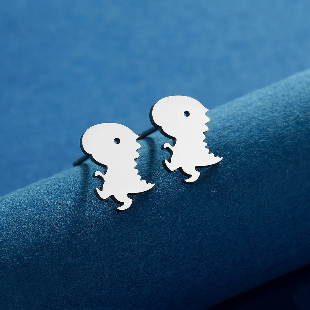 CHENGXUN T Rex Stud Earrings Stocking Stuffer T Rex Earrings Stainless Steel Dinosaur Cute Jewelry for Men and Women