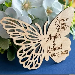 Customized Butterfly Wedding Magnet Save the Date Wood Engraved Wedding Invitation Wedding Souvenirs For Guests Party Favors