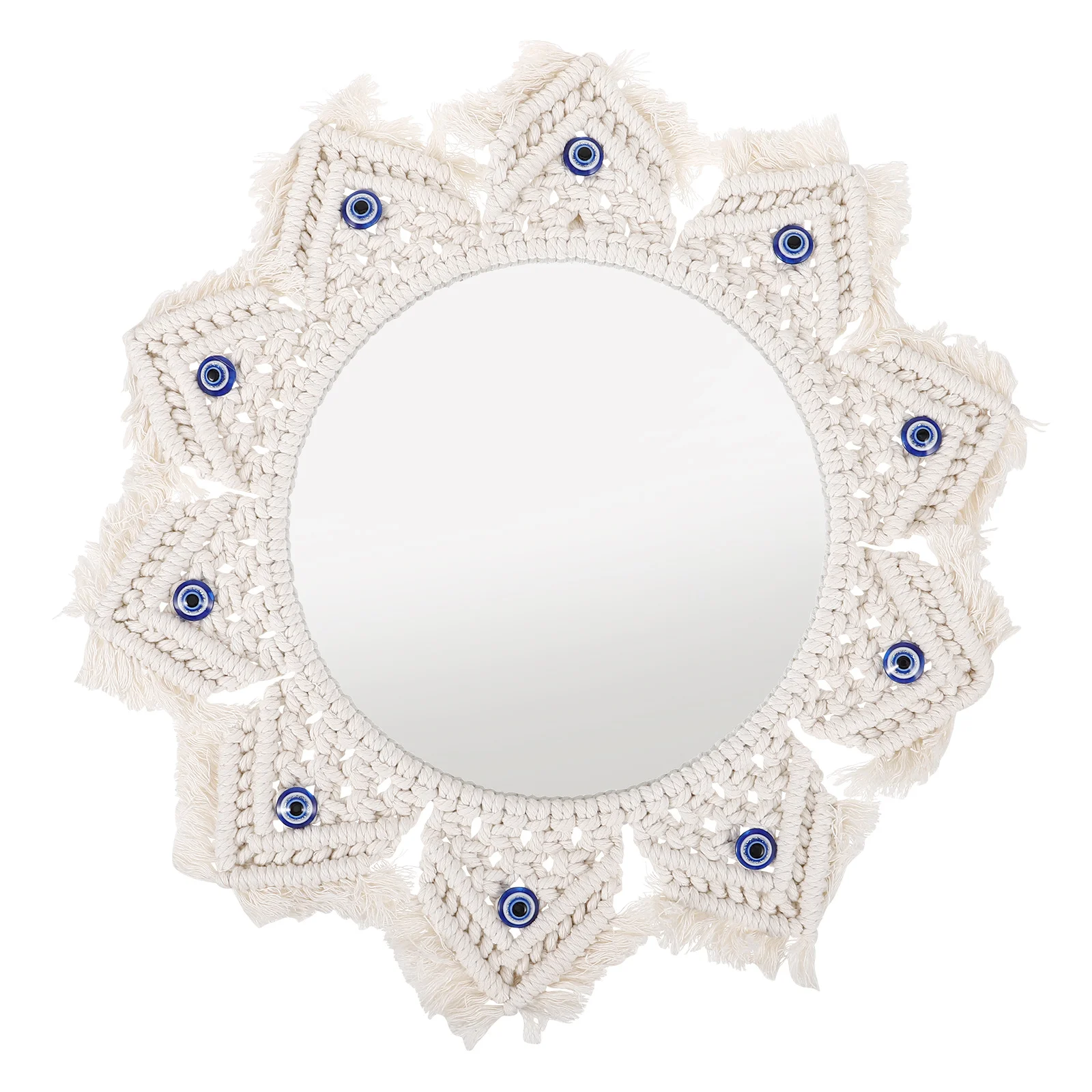 

Evil Eye Cotton Rope Woven Wall Hanging Mirror Rustic Boho Wall Decor Bedroom Living Room Bathroom Woven Tapestry Nordic Style