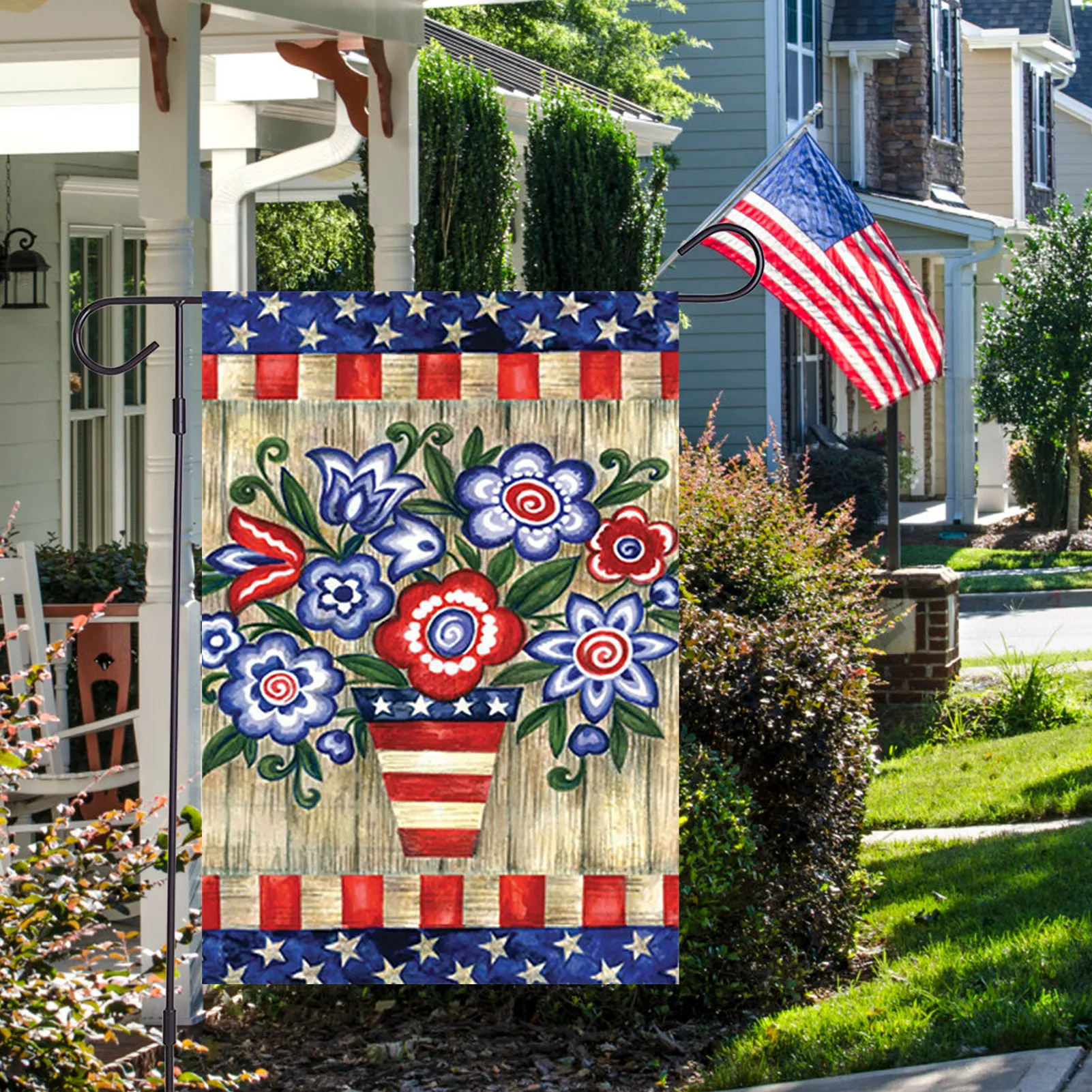 America Garden Flags For Outside 4th Of July Veterans Day Banner Memorial Day Decor Linen National Day Party Banner Memorial Day