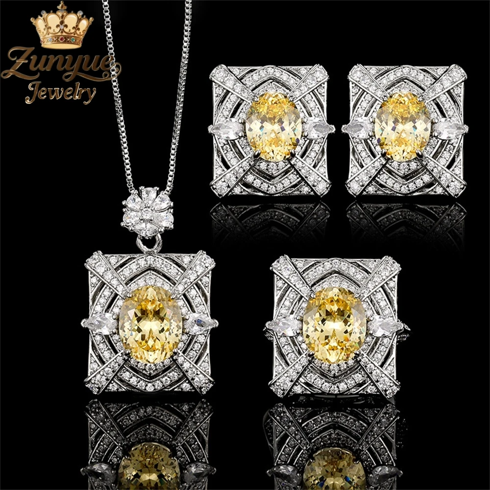 

Желтый стеклянный цветок с бриллиантами, выдолбленный квадратный кулон, роскошные качественные ювелирные изделия, модные изысканные популярные элегантные подвески