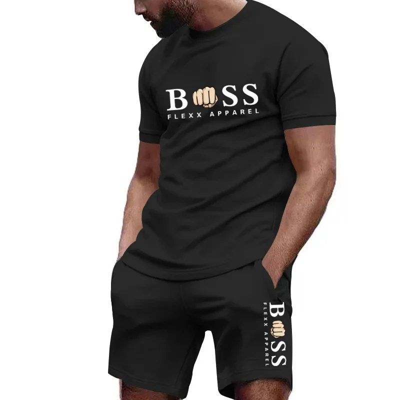 

New men's breathable T-shirt+sports pants set luxury brand high-quality shorts sports clothes two-piece set fashionable printed