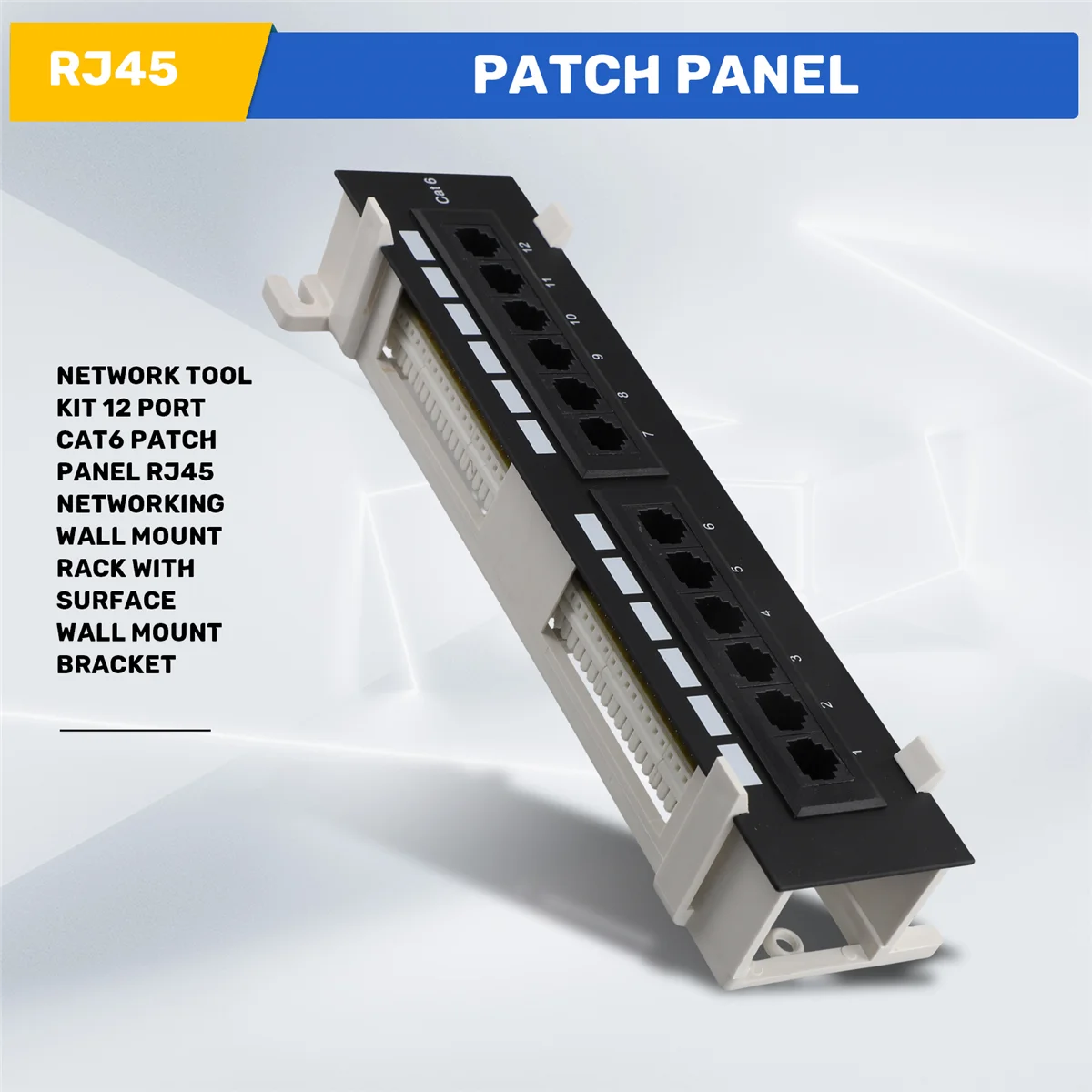 Beauty Network Tool Kit 12-Port CAT6 Patchpanel RJ45 Networking Wandmontagerek mit Oberflächen-Wandhalterung