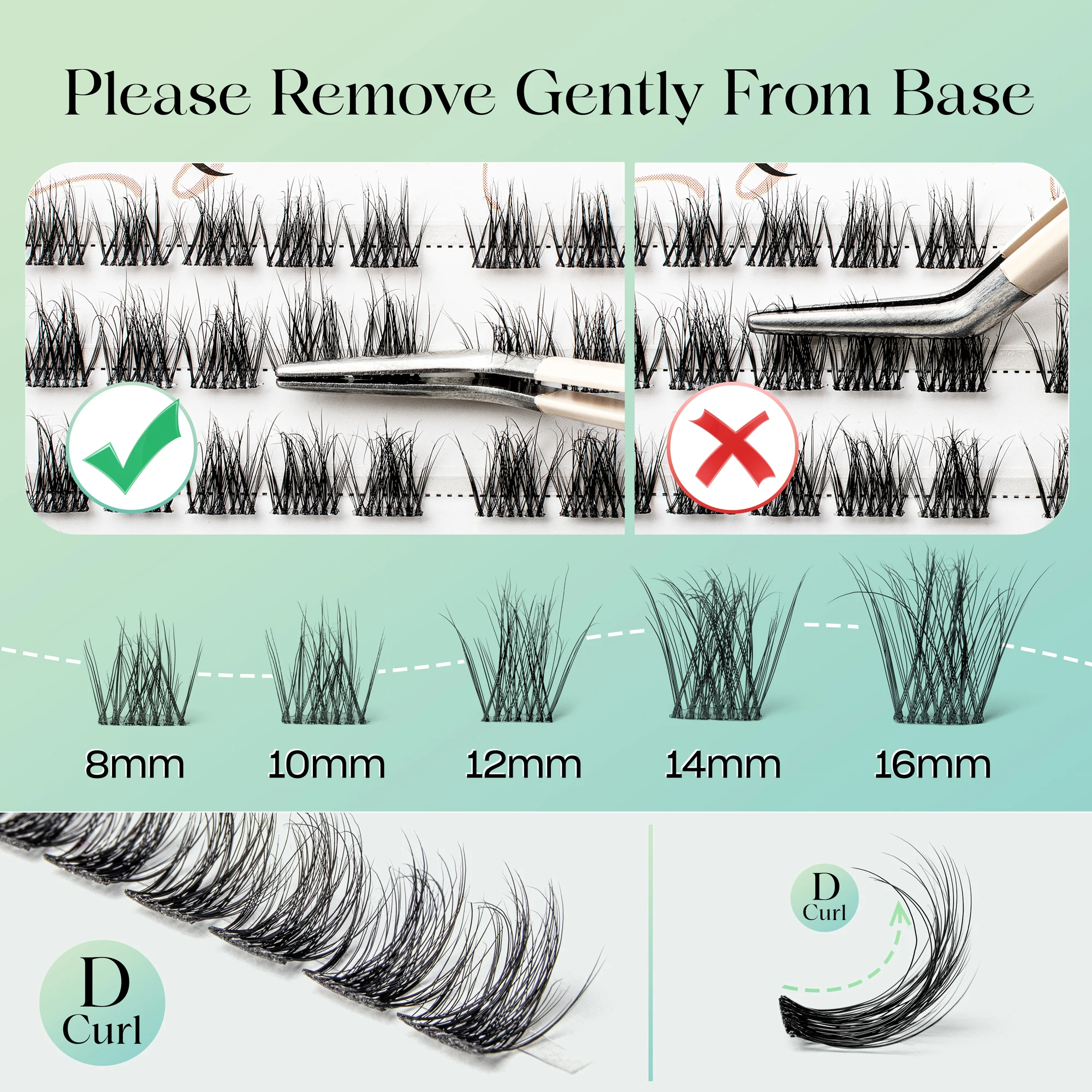 VYRILA Lash Clusters 0.05mm Individual Lashes 3D Wispy Lashes Clusters 0.1mm Super Thin Band Resuable Natural Lashes C Curl Lash