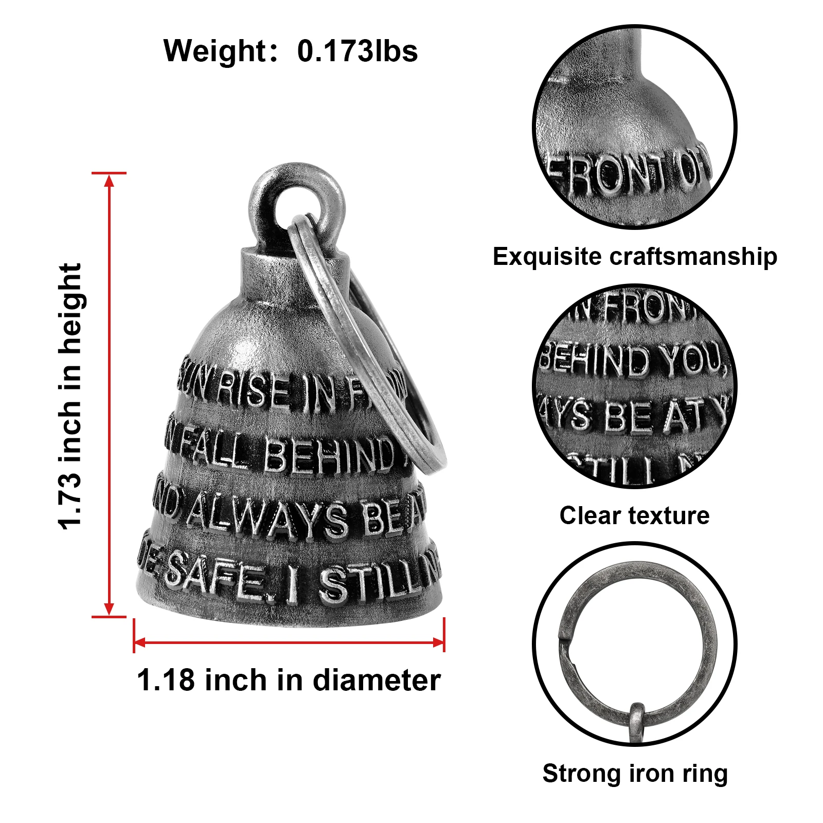 Campana de motocicleta Angel Guardian Drive Away Gremlin, palabras campana 3D campana de motorista para hombres mujeres jinete montar, regalo de buena suerte