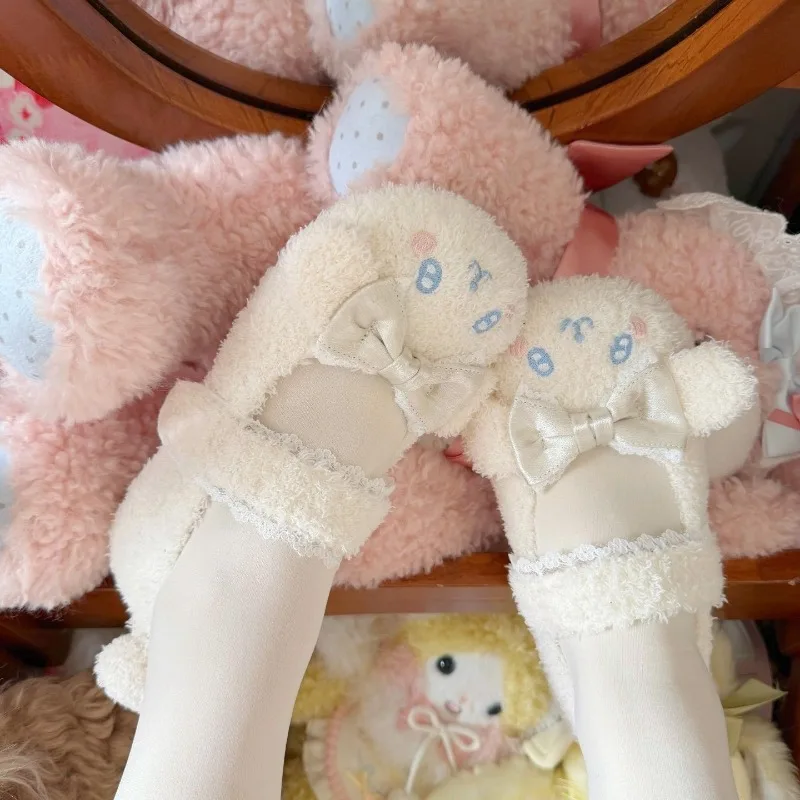 

Туфли Cinnamoroll с вышивкой и кружевным бантом в стиле Лолита, милые японские туфли Мэри Джейн, туфли Мао Мао