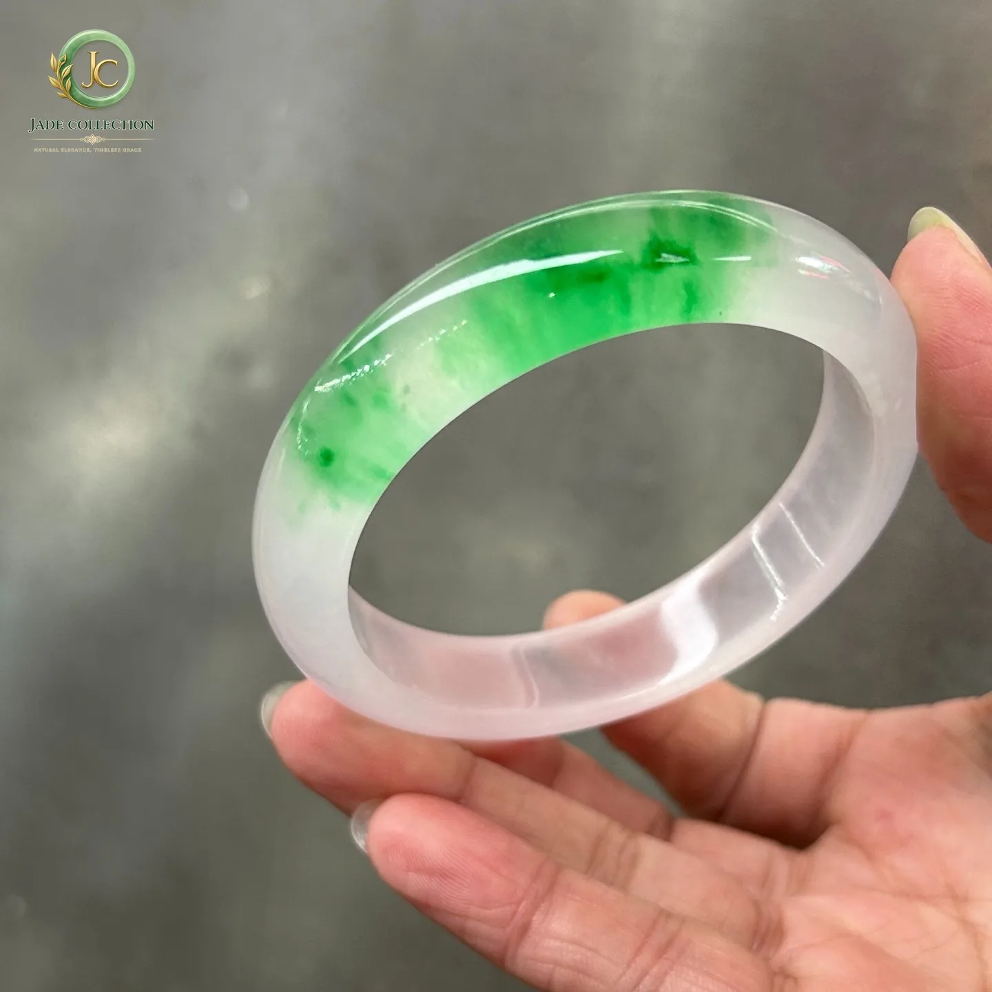 Real Natural AA high Ice Burmese Green Jade jadeite bracelet bangle 60MM