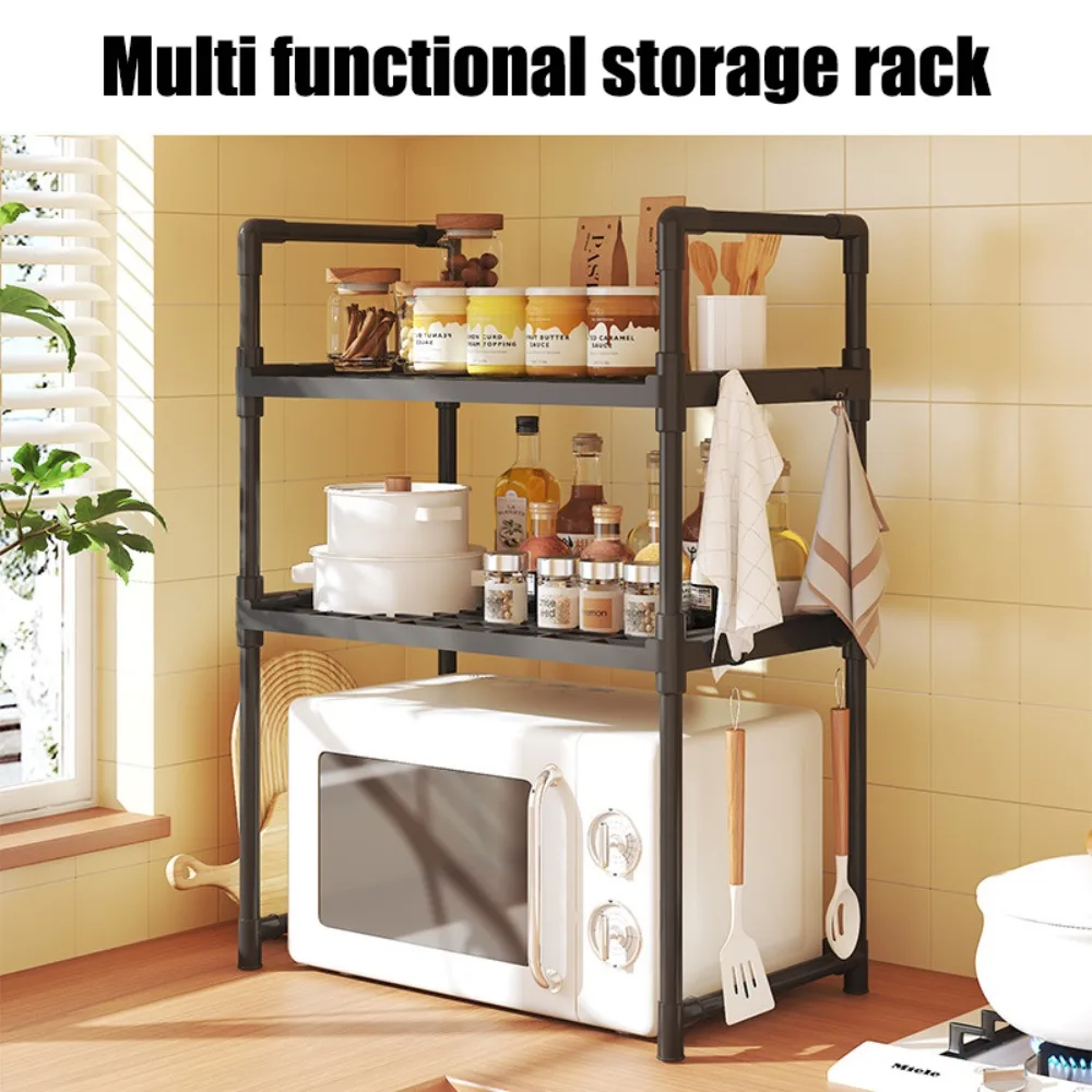 

Microwave Oven Shelves Kitchen Multifunctional Seasoning Rack Plastics Double Layer Storage Rack Kitchen Organizer