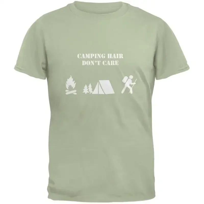 Camping Hair Don't Care Serene Green Adult T Shirt