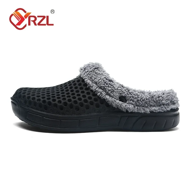 YRZL Zapatillas de invierno para hombre y mujer, zapatos cálidos para interiores, Pantoffels de algodón antideslizantes, zuecos informales, zapatillas de suelo para casa sin cordones para hombre