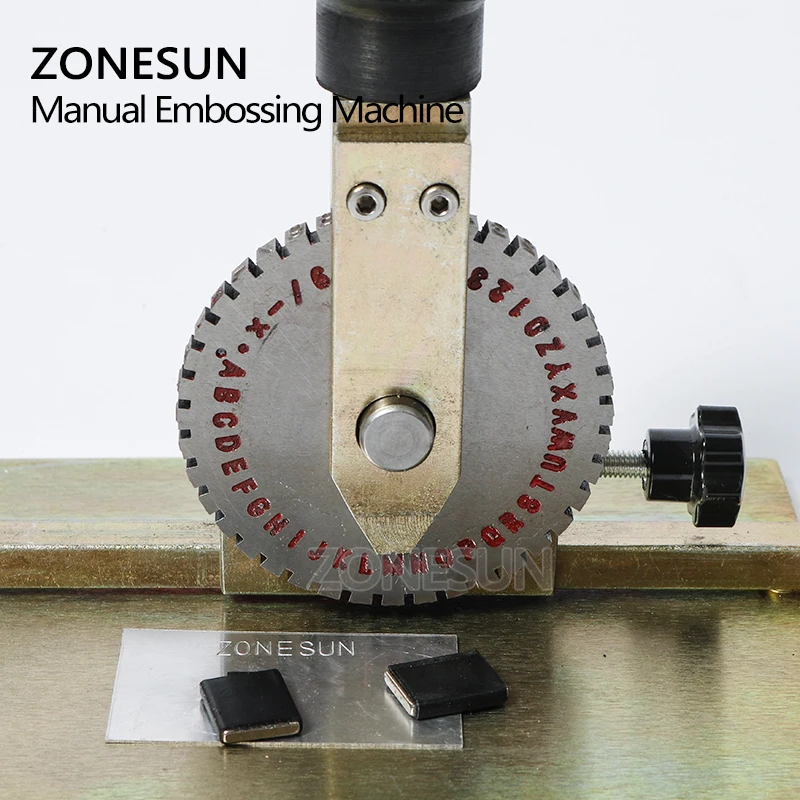 ZONESUN Manual Metal Stamping Marking Machine Deboss Embossing Machine Dog Tag Metal Plate Stamping Embosser 6mm Letter Printing