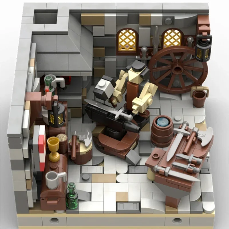 Technical Moc Bricks Medieval Model Medieval Blacksmith Modular Building Blocks Gifts Toys For Children DIY Sets Assembling