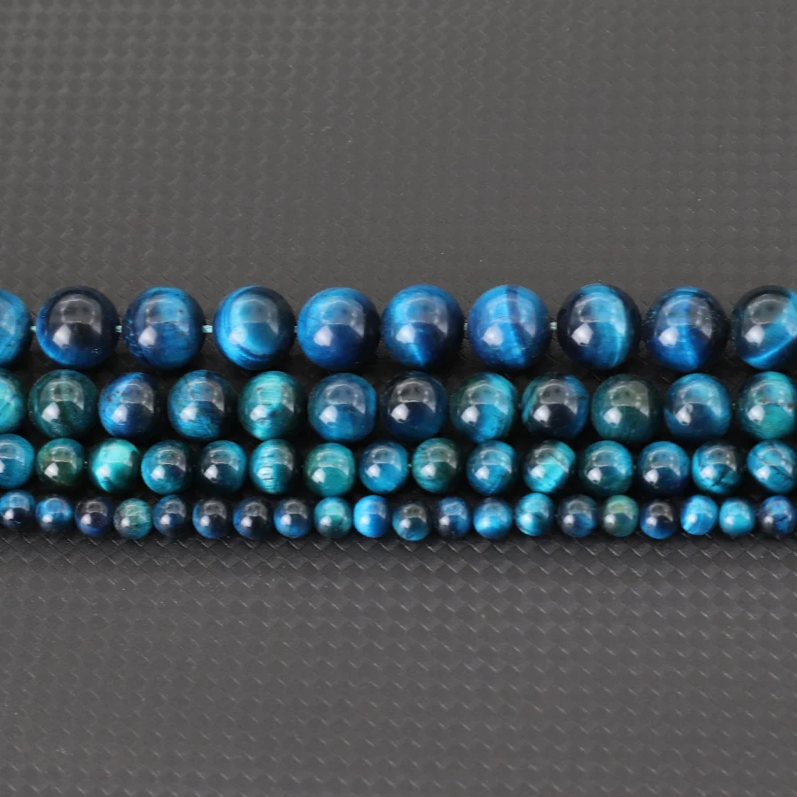 Noter Grade A 6/8/10/12mm Blue Tiger Eyes Stone For Jewelry Making Shiny Round Smooth Loose Beads DIY Bracelet Earring Necklace