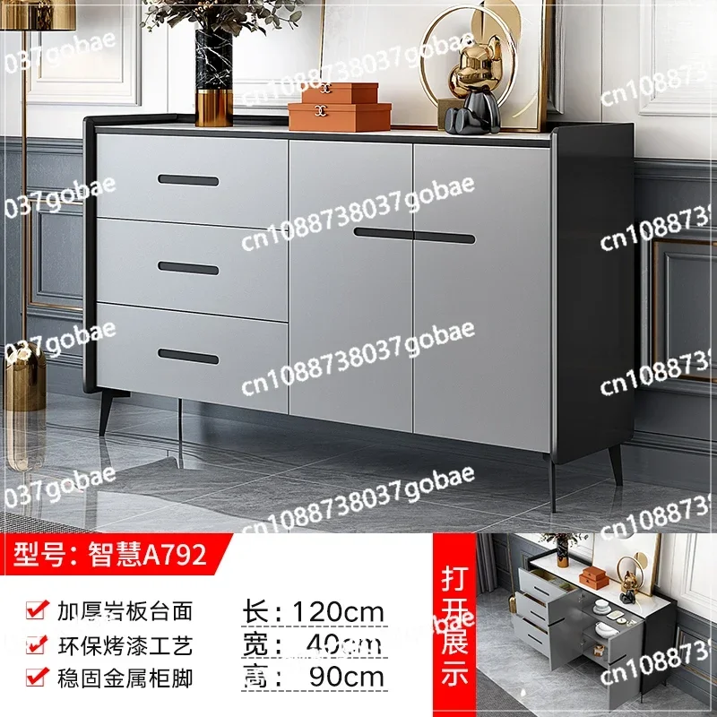 ZC Stone Plate Sideboard Modern Minimalist Living Room Tea Cabinet Cupboard Home Wine Cabinet Multi-Function Locker