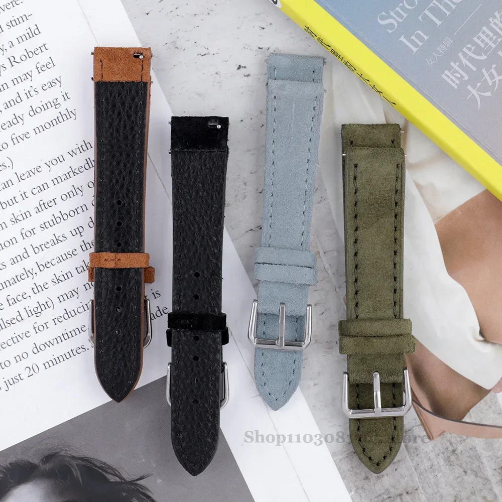 Suede Leather Watch Band for Omega 18mm 20mm 22mm Cowhide Strap Quick Release Band Men Women Replacement Sport Bracelet