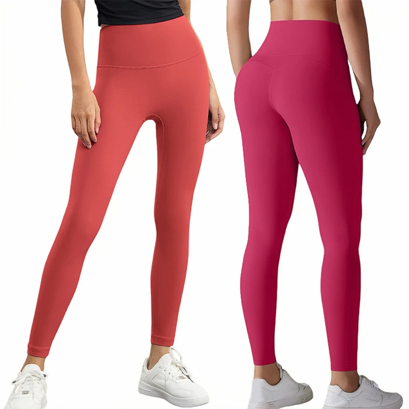 2.0 Soft Solid Color Women's Yoga Pants High Waist Pocket Tight 9-Minute Pants Fitness Cycling Running Sports Yoga Pants