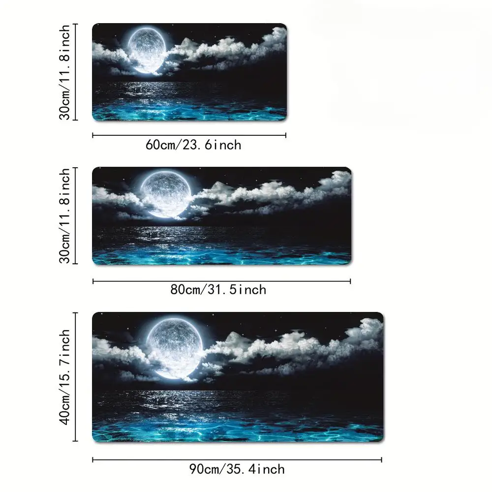 Kirschblüte Mond Landschaft Mauspad Schreibtischmatte Gaming-Matten Gummi rutschfest Langlebiges Schreibtischzubehör Tastatur Desktop-Pad Teppich