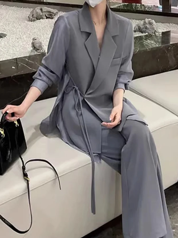 LANMREM Two-piece Set Fashion Sunscreen Style Women Patchwork Blazer With Casual Long Pants 2024 Summer New Office Lady 2ZA1460