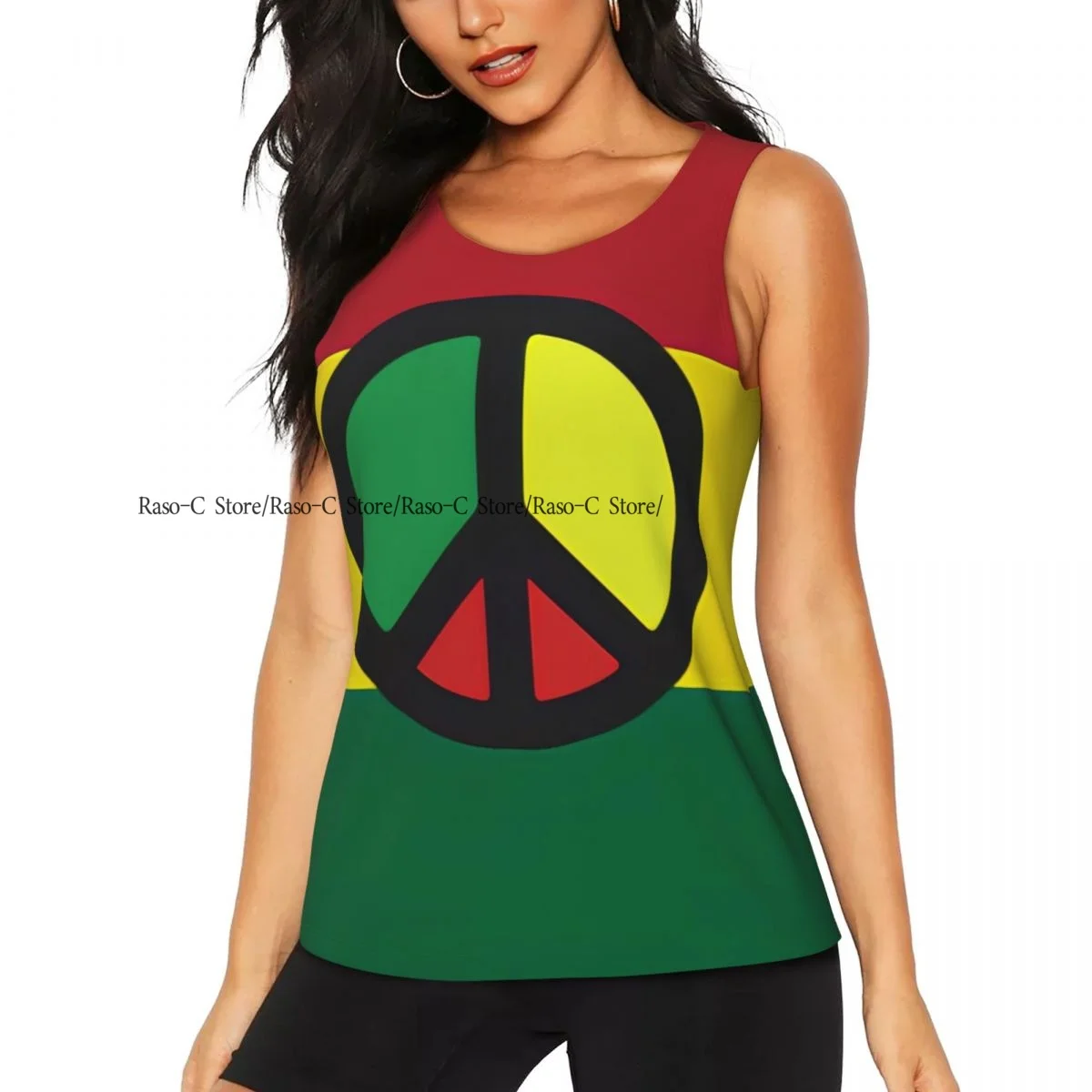Women Sport tank Tops Loose Yoga Tops Quick Dry Workout Sport Tops Jamaican Reggae Culture Peace Caribbean Flag Yoga Shirt